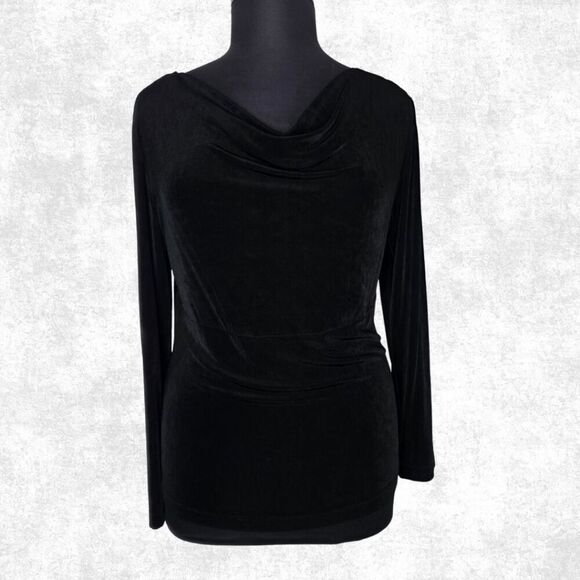 🔥 CHICO’S Travelers Black Cowl Neck Top – Size 3 (XL/16) - Picture 6 of 6